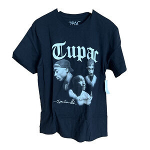 Tupac Shakur Signature Black Graphic T-Shirt ‘All Eyez On Me’ Men’s Med NWT